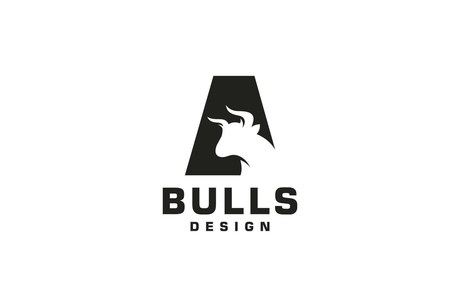 logotipo de letra a, logotipo de toro, logotipo de toro de cabeza, elemento de plantilla de diseño de logotipo de monograma vector