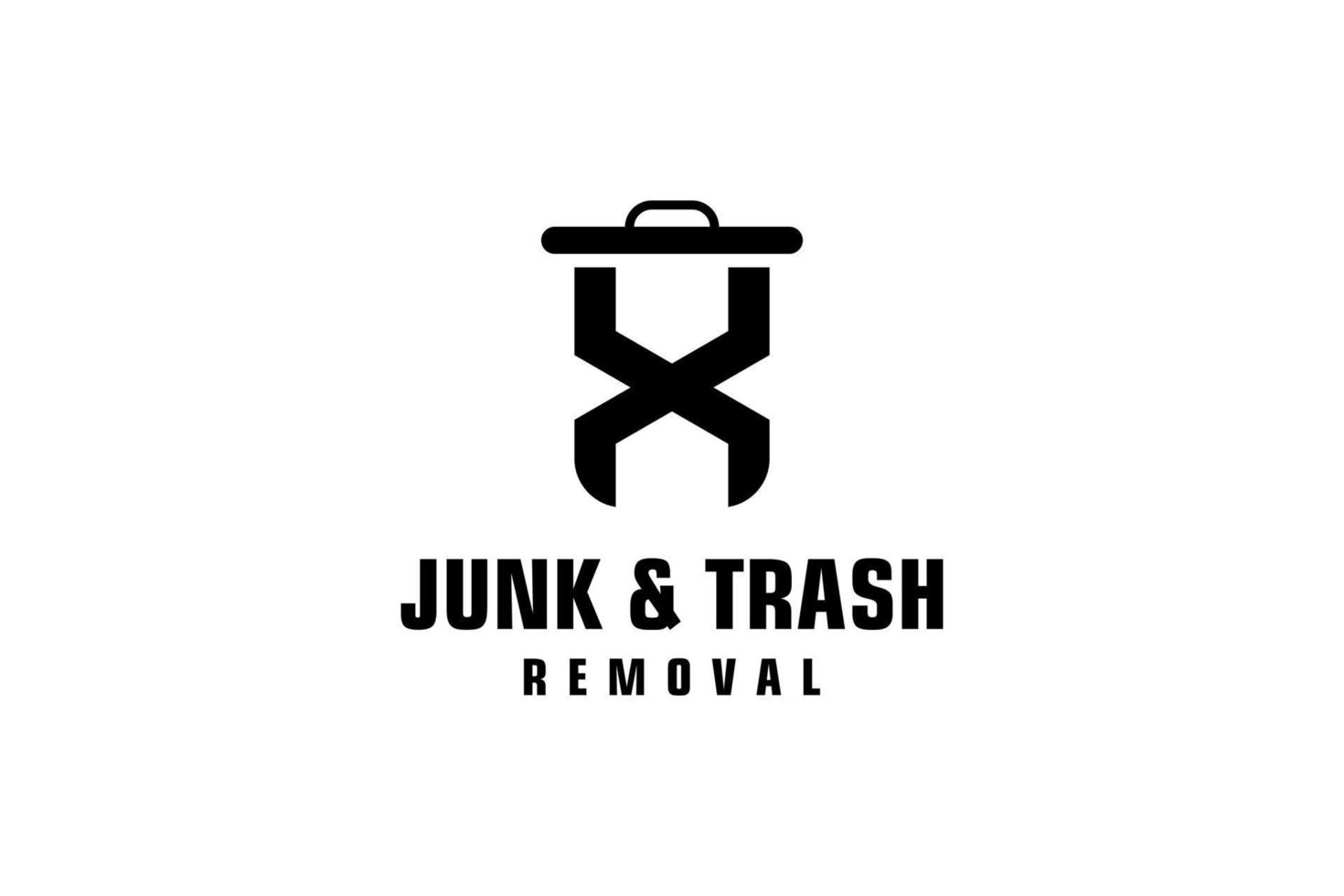 Letter X for junk removal logo design, environmentally friendly garbage disposal service, simple minimalist design icon. vector