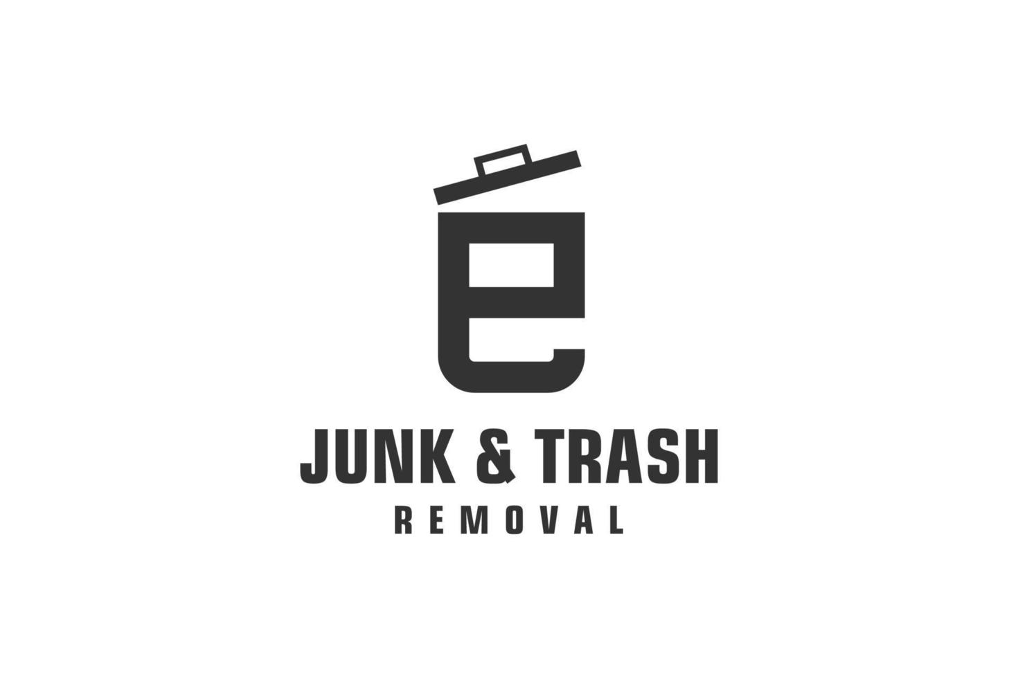 Letter E for junk removal logo design, environmentally friendly garbage disposal service, simple minimalist design icon. vector