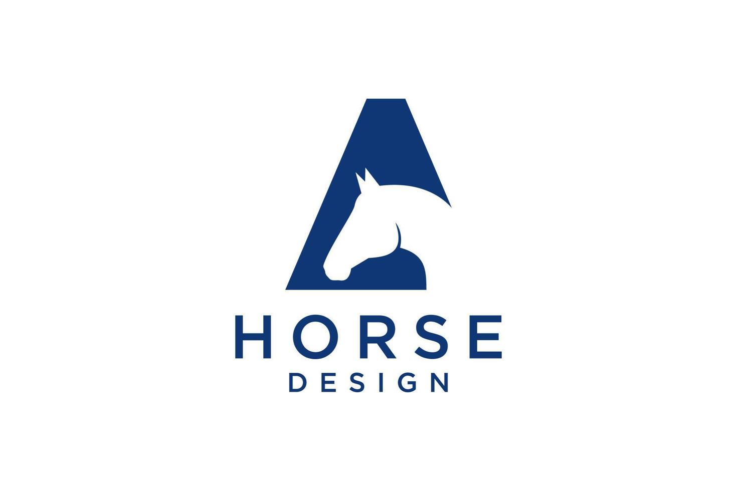 The logo design with the initial letter A is combined with a modern and professional horse head symbol vector