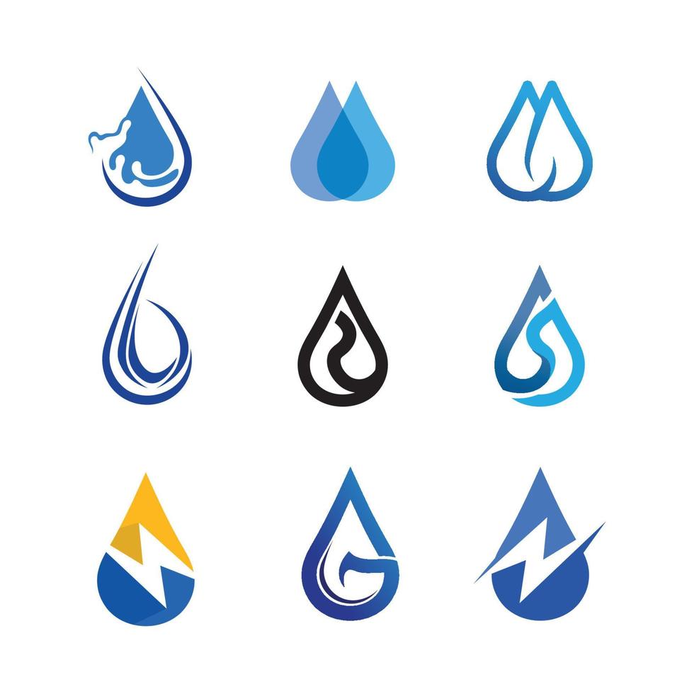 Wave and Water drop Logo Template vector set