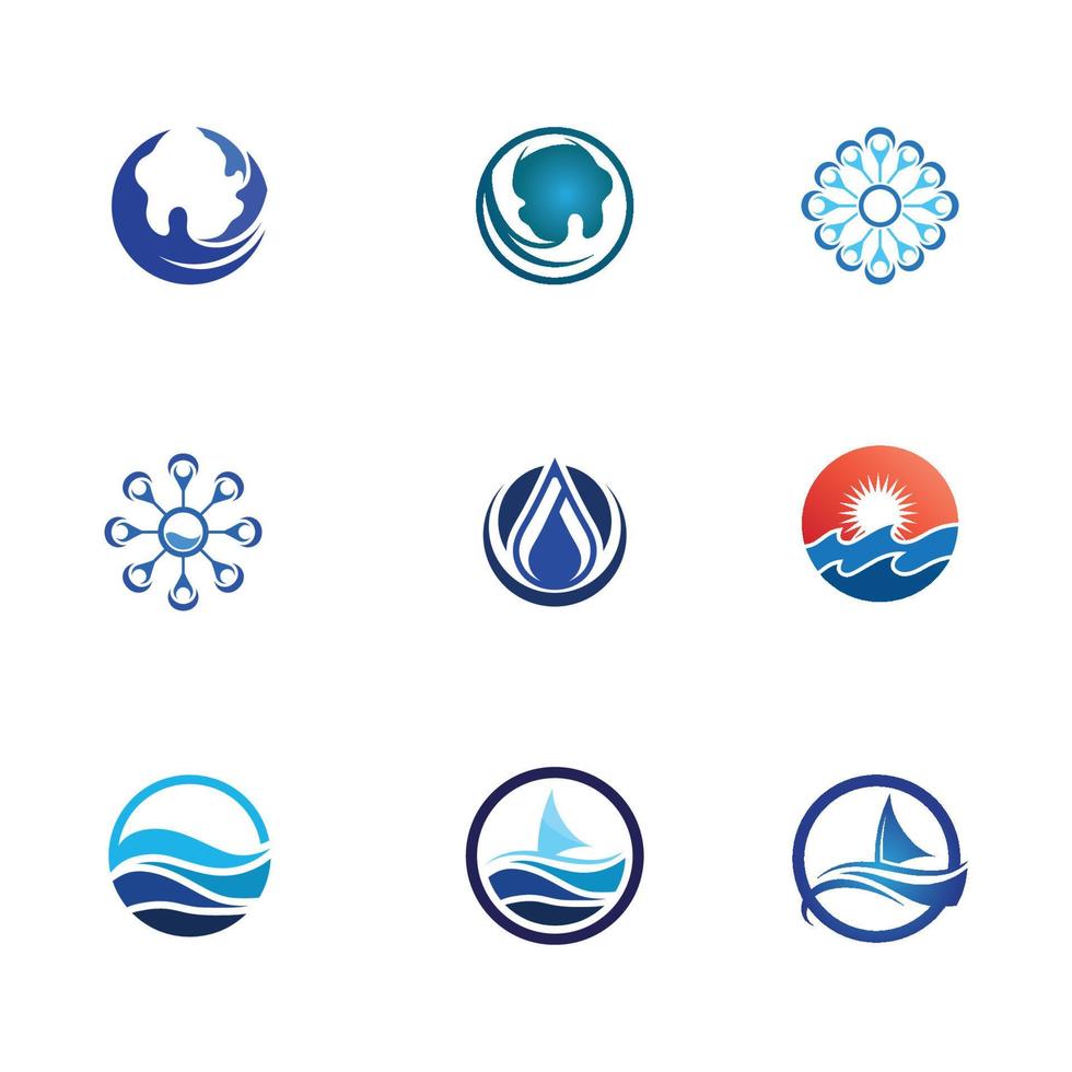 Wave and Water drop Logo Template vector set