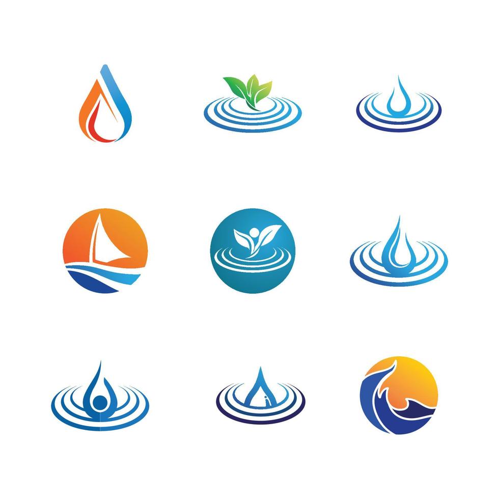 Wave and Water drop Logo Template vector set
