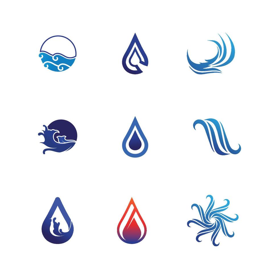 Wave and Water drop Logo Template vector set