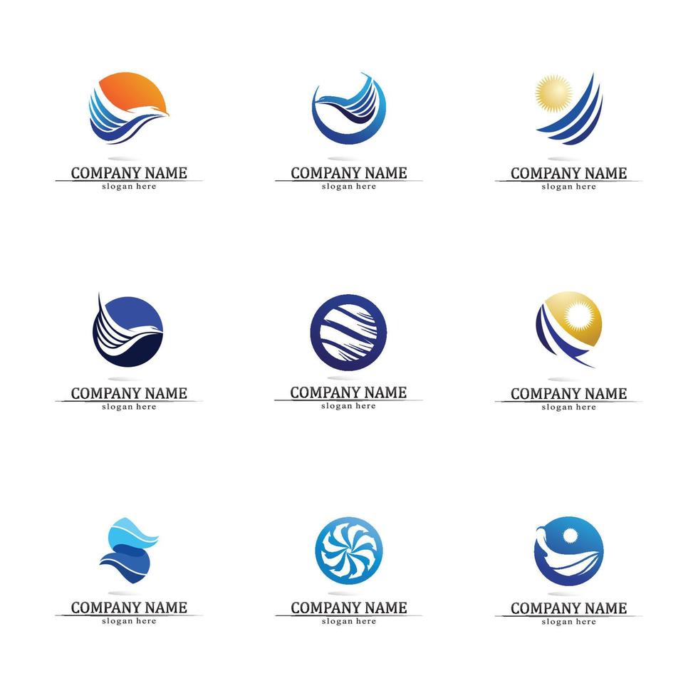 Wave and Water drop Logo Template vector set