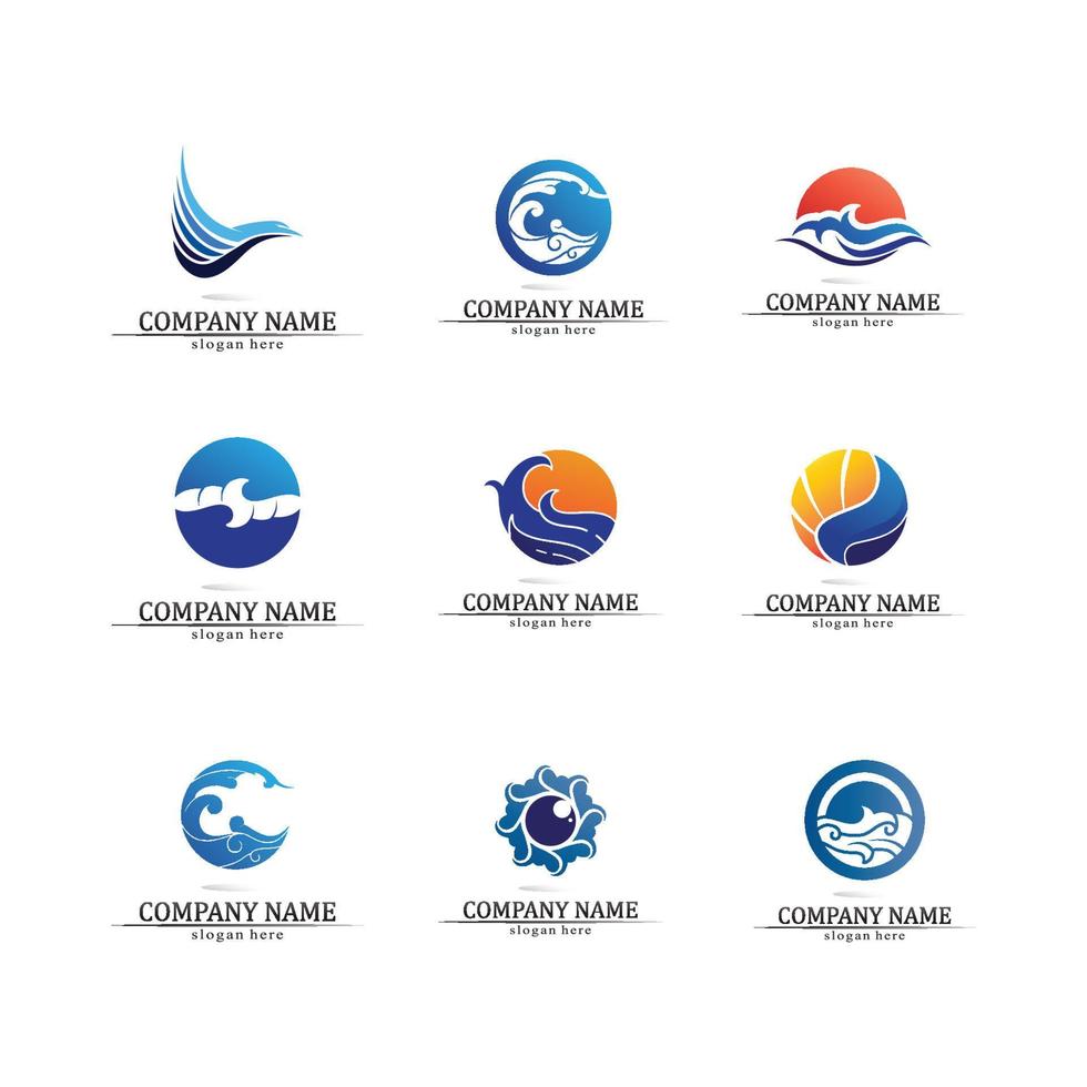 Wave and Water drop Logo Template vector set