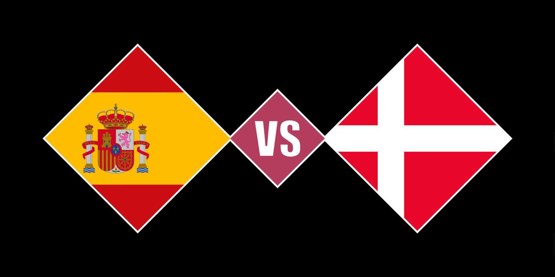 Spain vs Denmark flag concept. Vector illustration.