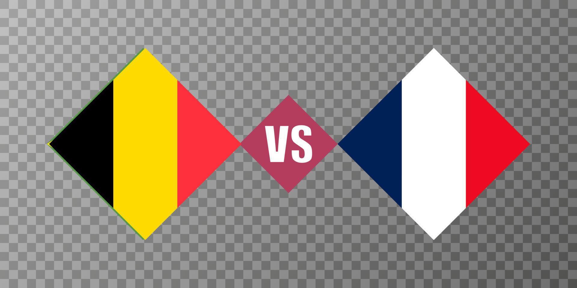 Belgium vs France flag concept. Vector illustration.