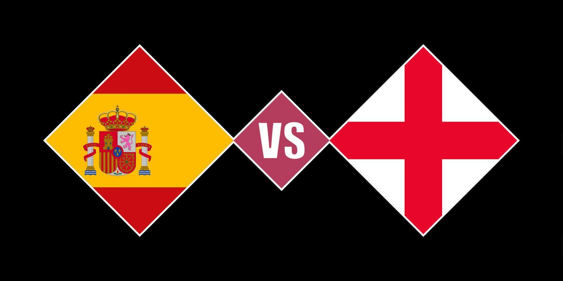Spain vs England flag concept. Vector illustration.