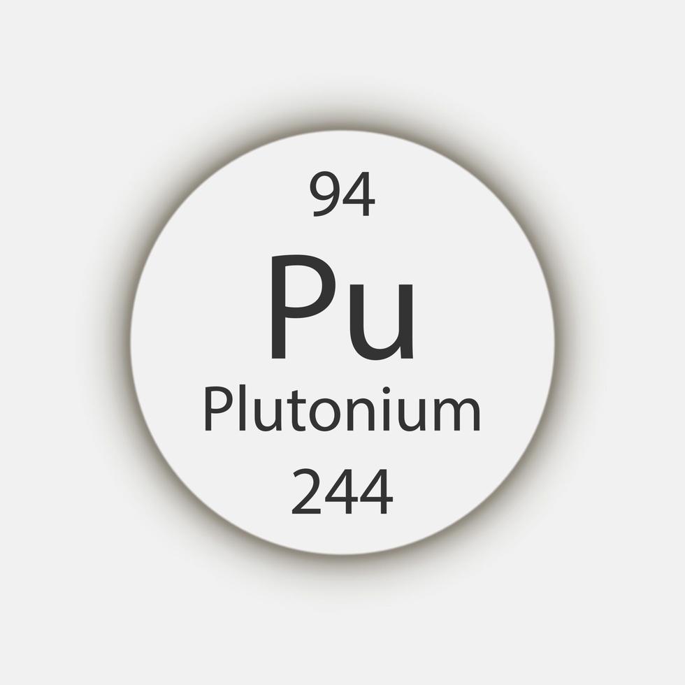 Plutonium symbol. Chemical element of the periodic table. Vector