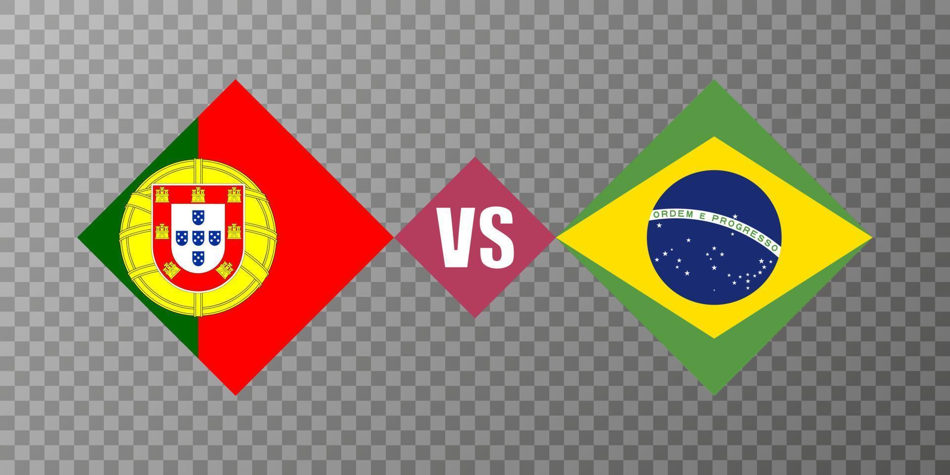 concepto de bandera portugal vs brasil. ilustración vectorial vector