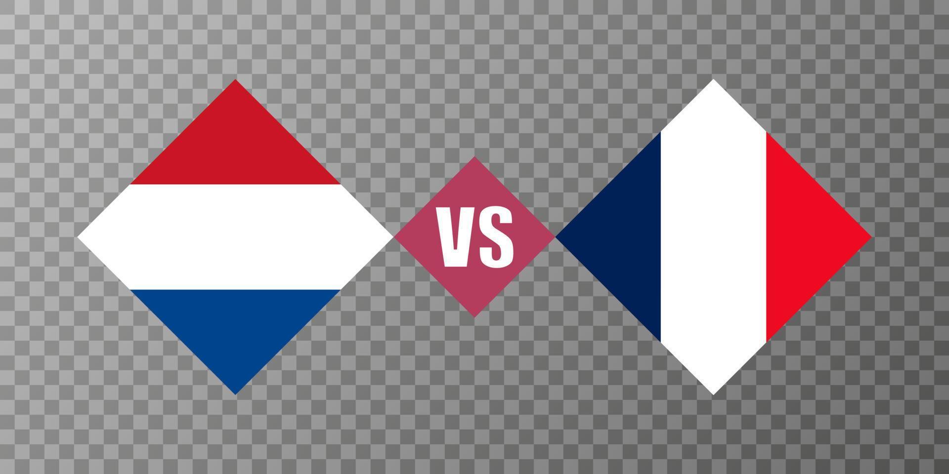 concepto de bandera de Holanda vs Francia. ilustración vectorial