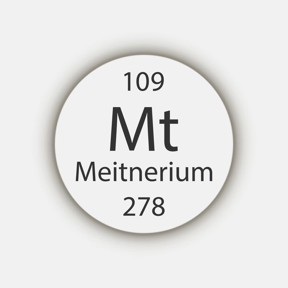 símbolo de meitnerio. elemento químico de la tabla periódica. ilustración vectorial vector