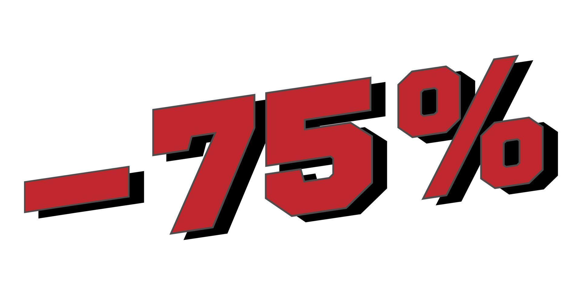 Sale 75 percent off banner. Vector illustration.