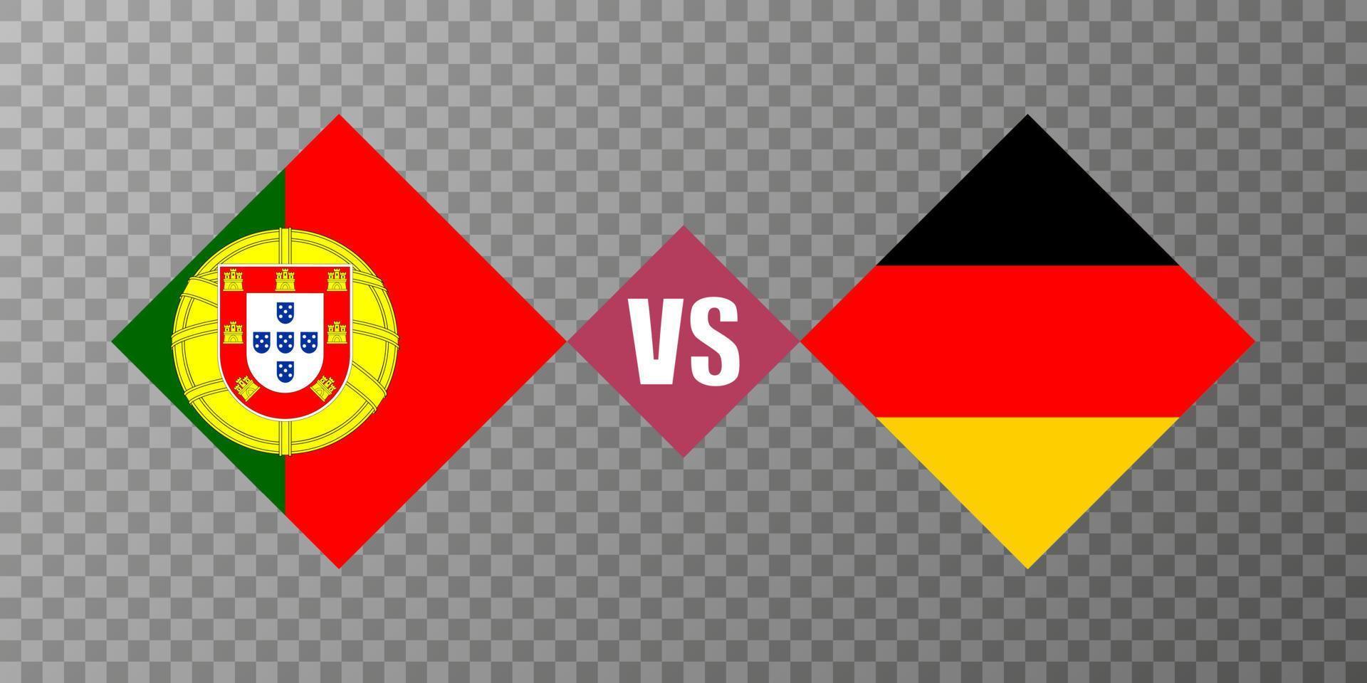 Portugal vs Germany flag concept. Vector illustration.