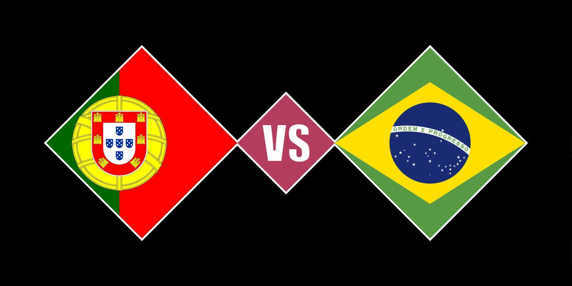 Portugal vs Brazil flag concept. Vector illustration.