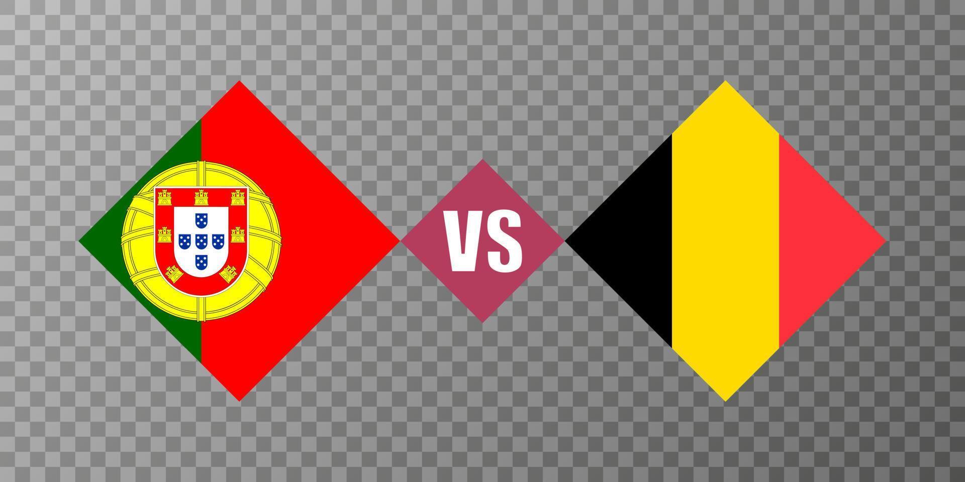 Portugal vs Belgium flag concept. Vector illustration.