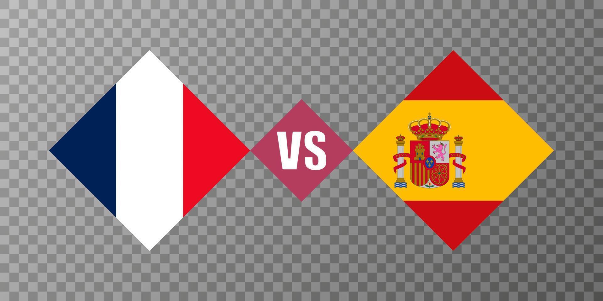 France vs Spain flag concept. Vector illustration.