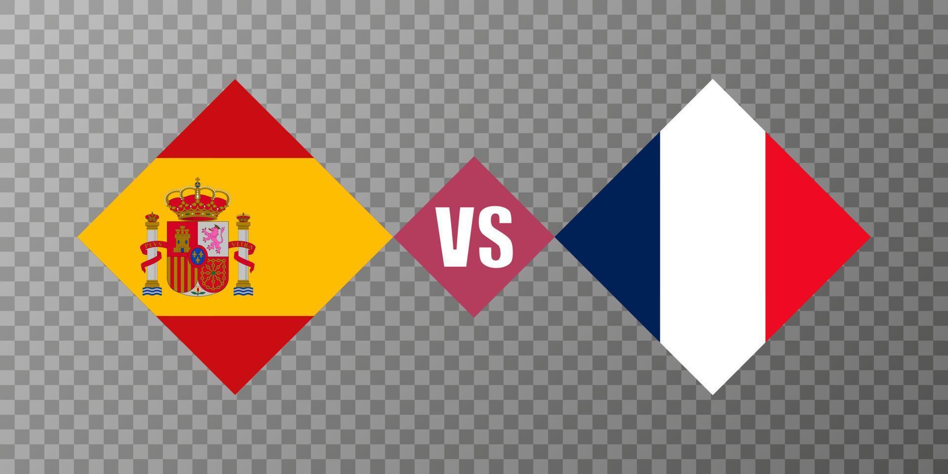 Spain vs France flag concept. Vector illustration.