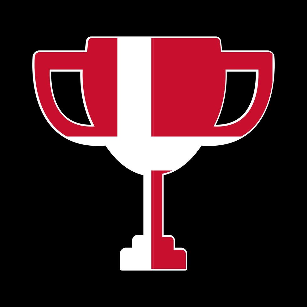 Cup of the winner of the competition in the color of Denmark. Vector illustration.
