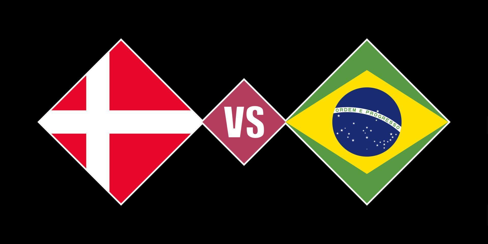 Denmark vs Brazil flag concept. Vector illustration.