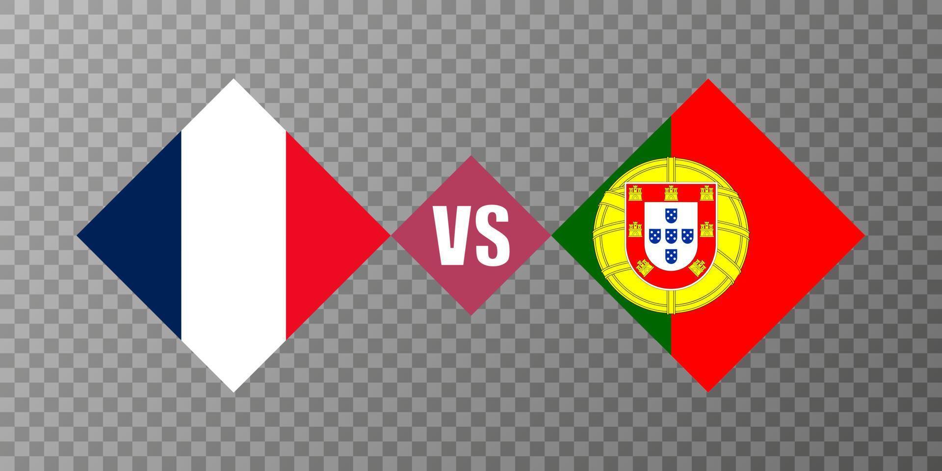 France vs Portugal flag concept. Vector illustration.