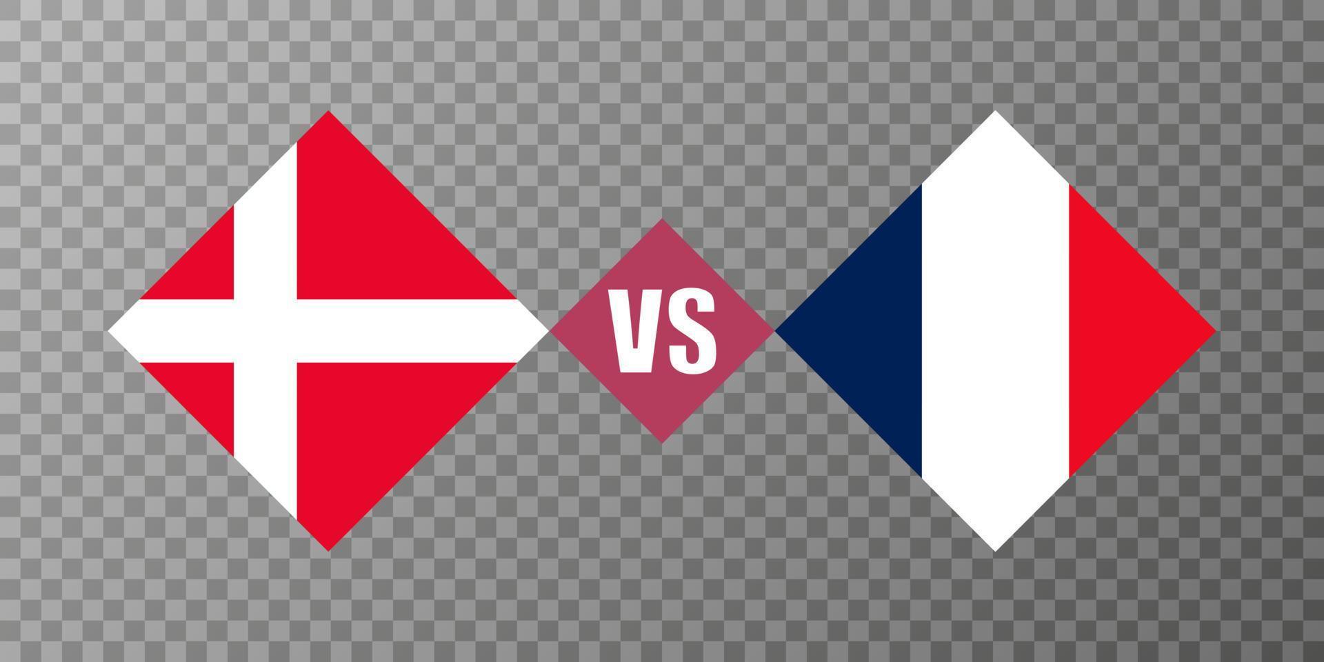 concepto de bandera de dinamarca vs francia. ilustración vectorial vector