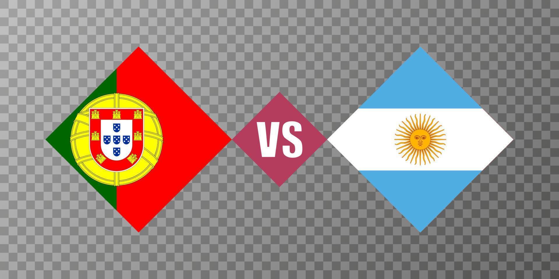 Portugal vs Argentina flag concept. Vector illustration.