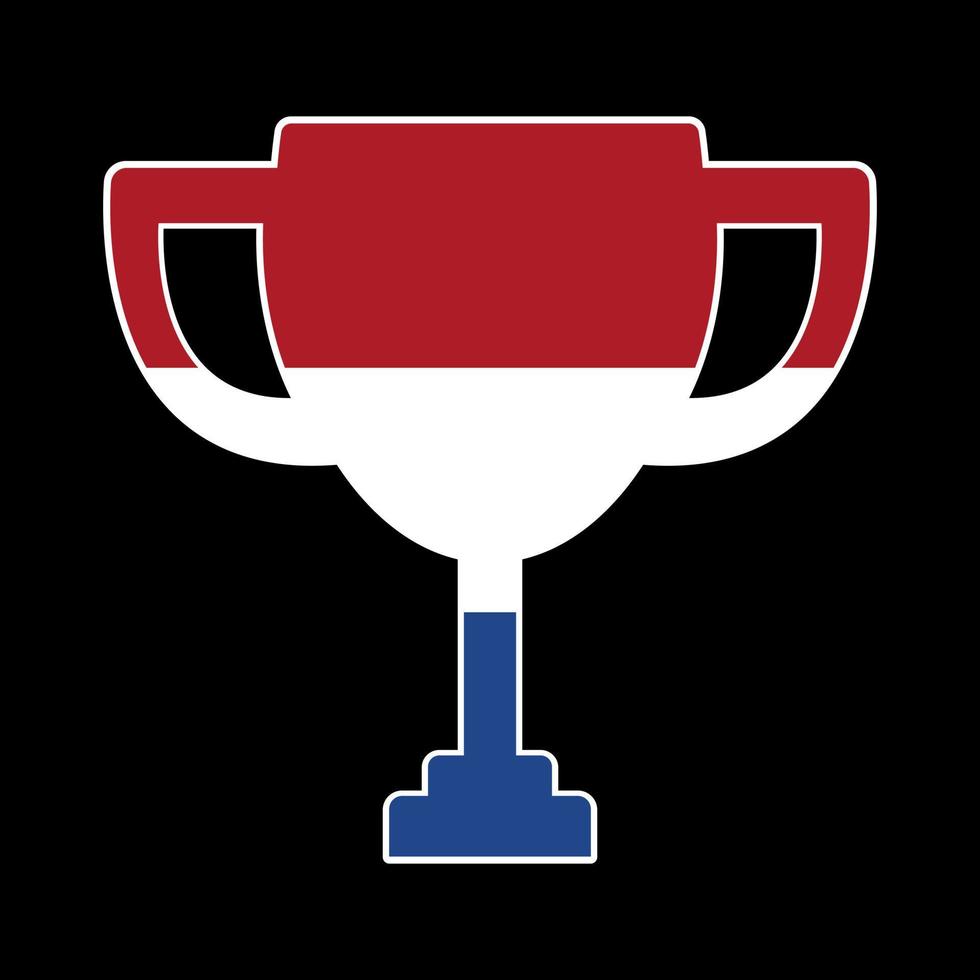 Cup of the winner of the competition in the color of Netherlands. Vector illustration.
