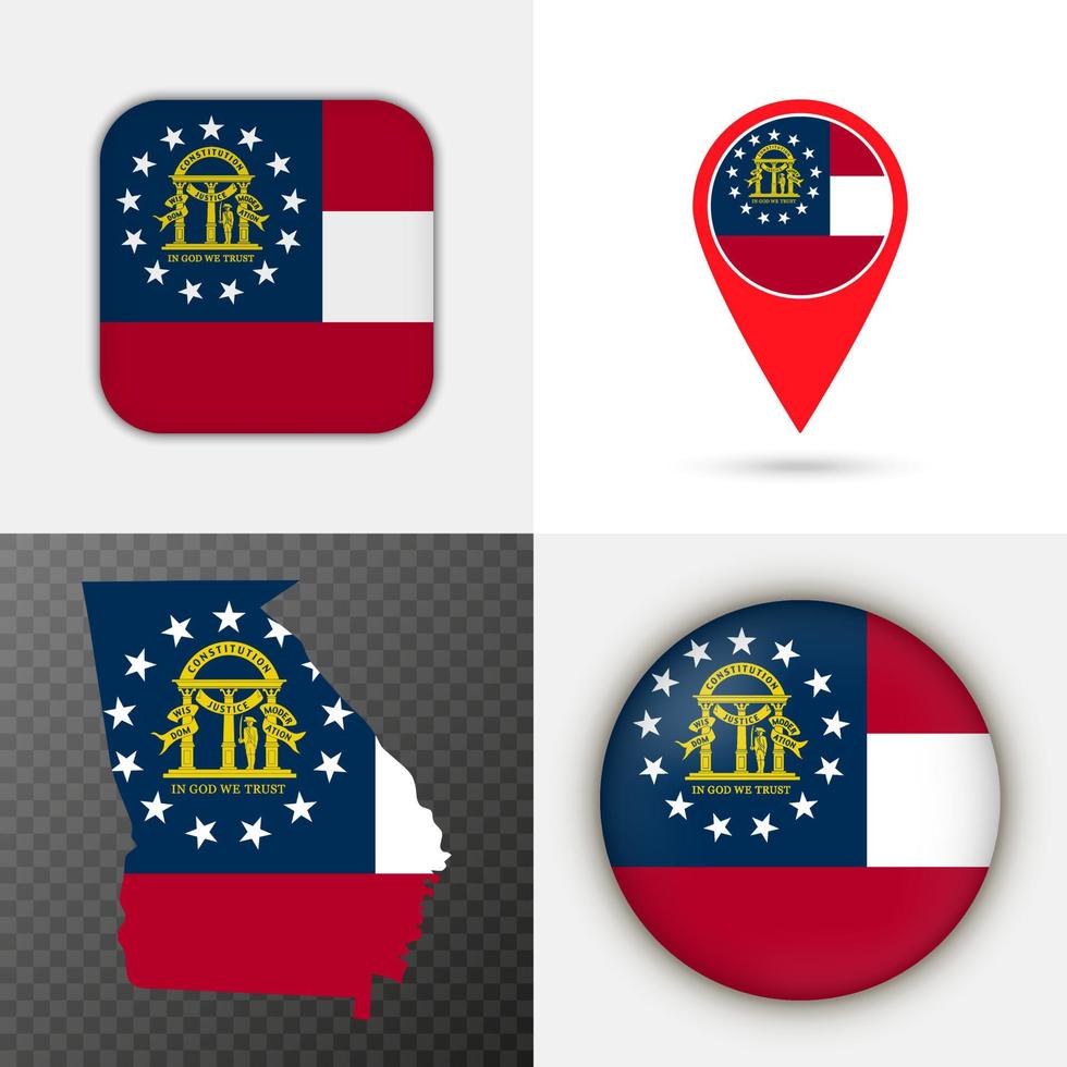 Set of Georgia state flag. Vector illustration.