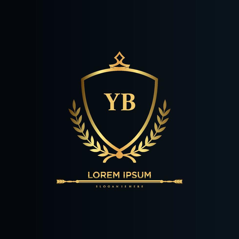 yb letra inicial con plantilla real.elegante con vector de logotipo de corona, ilustración de vector de logotipo de letras creativas.