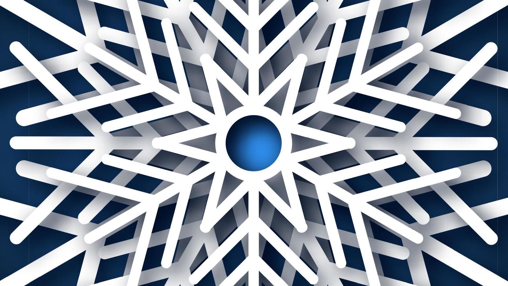 Christmas dark blue background with white paper glitter snowflakes. New year snowflakes holiday decoration. Vector illustration