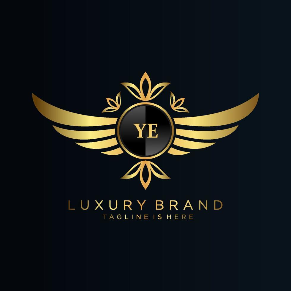 YE Letter Initial with Royal Template.elegant with crown logo vector, Creative Lettering Logo Vector Illustration.