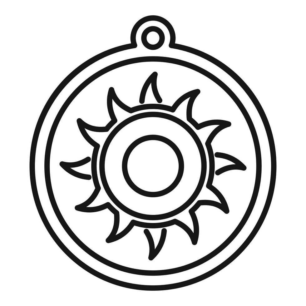 vector de contorno de icono de amuleto de sol místico. amuleto vikingo