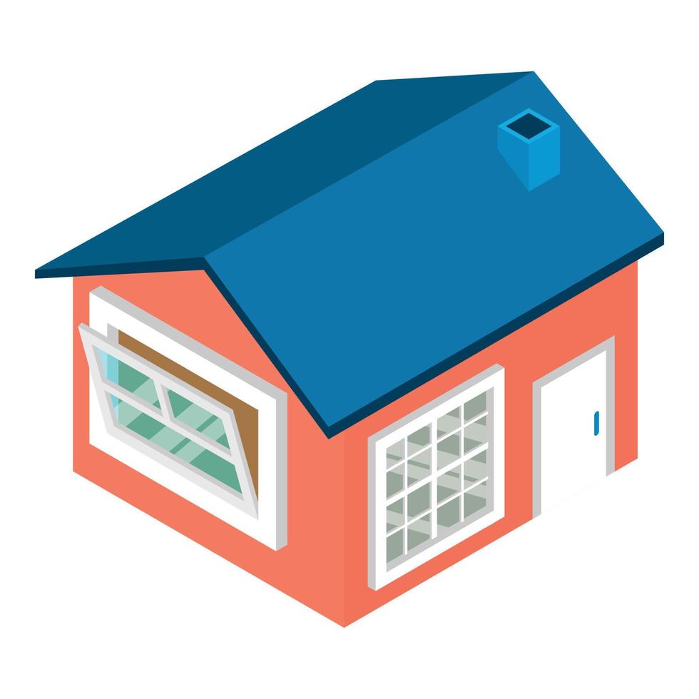 Family house icon isometric vector. Modern one story building with chimney icon vector