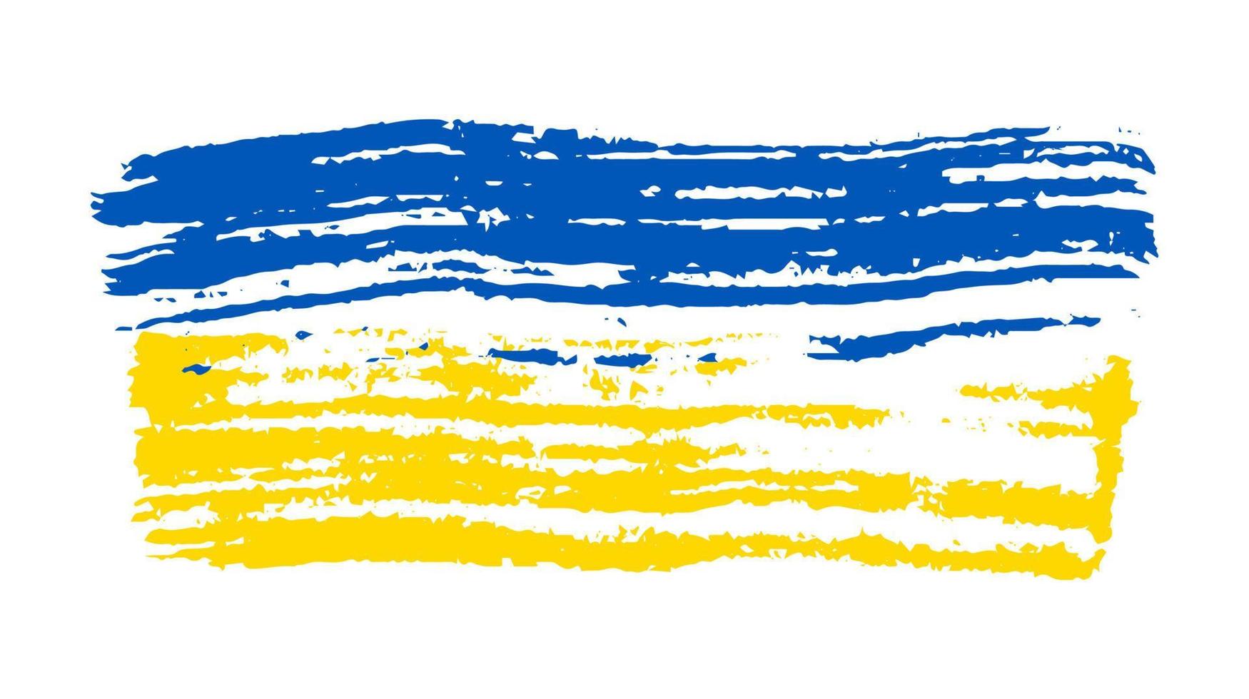 Ukrainian national flag in grunge style. Painted with a brush stroke flag of Ukraine. Vector illustration