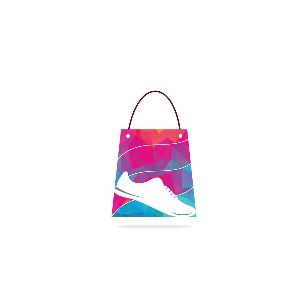 diseño del logotipo vectorial de la bolsa de la compra de zapatos. logotipo de bolsa de compras vector