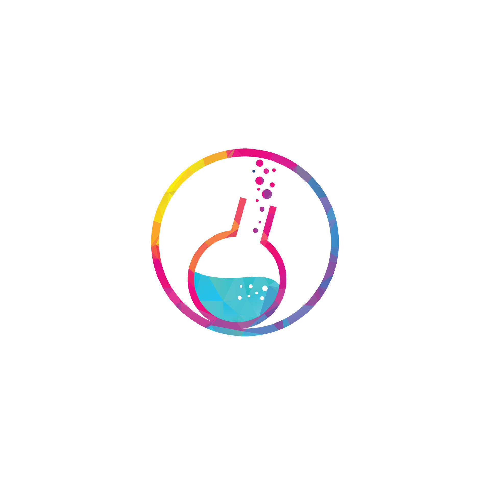 Lab logo vector. Lab template. Science lab logo. Beaker Lab round flask