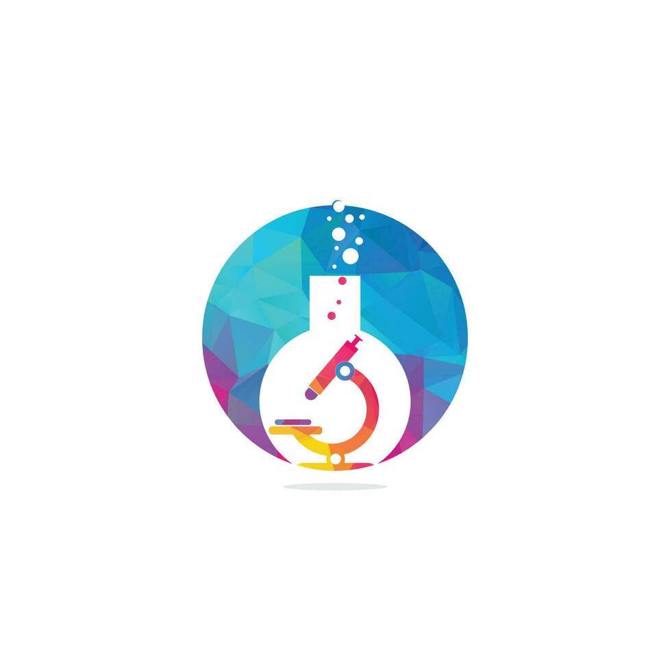 Flask Laboratory Glass Icon Vector Logo Template Illustration Design. laboratory logo. laboratory microscope logo. lab beaker and microscope logo.