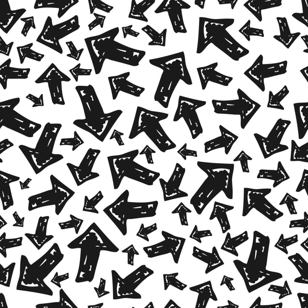 Seamless pattern with black hand drawn arrows. Vector illustration