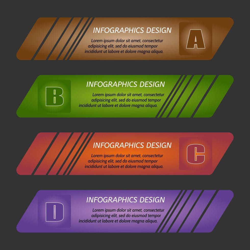 Vector illustration infographic template with step. Colorful bookmarks, arrows, banners for text.