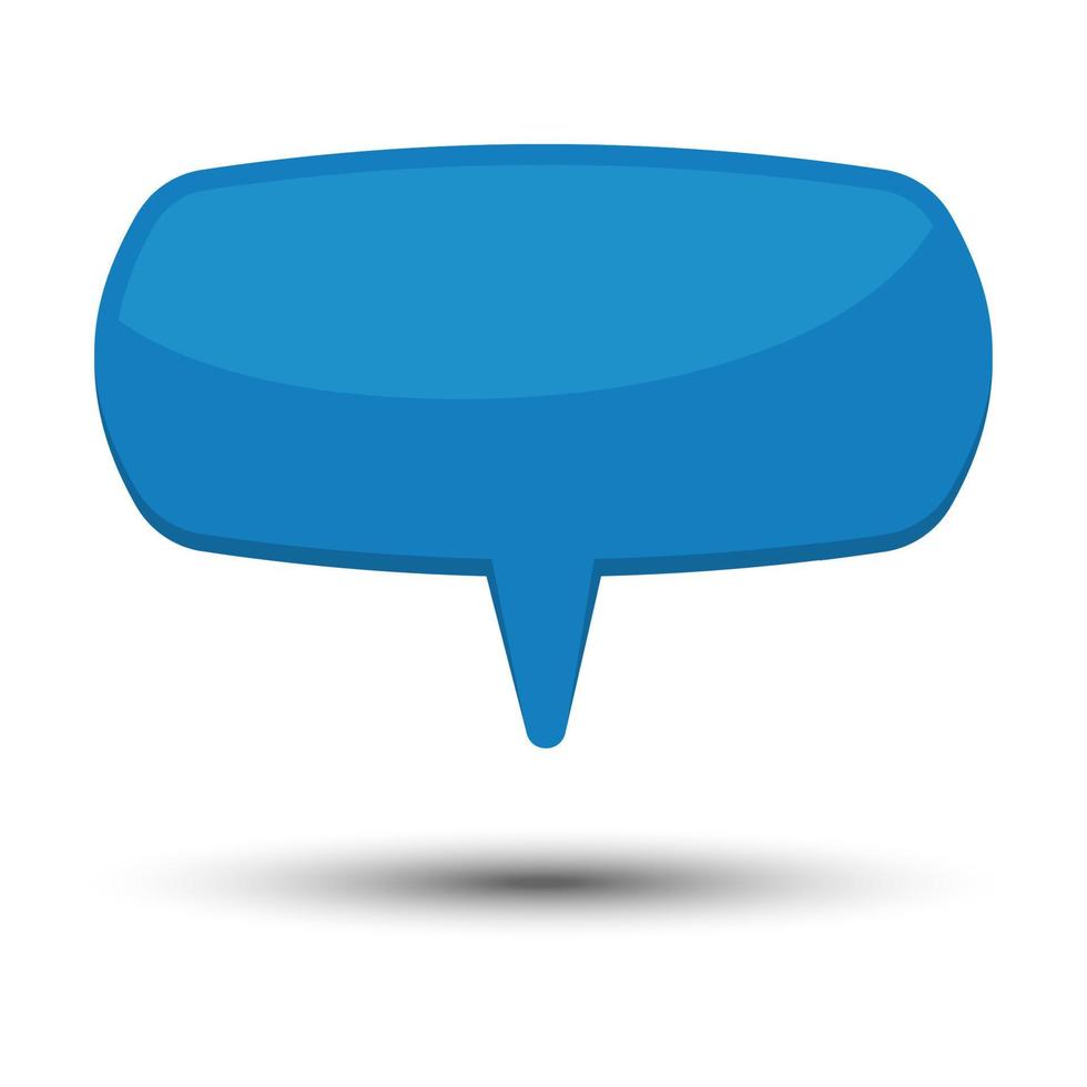 Blue cartoon comic balloon speech bubble without phrases and with shadow. Vector illustration.