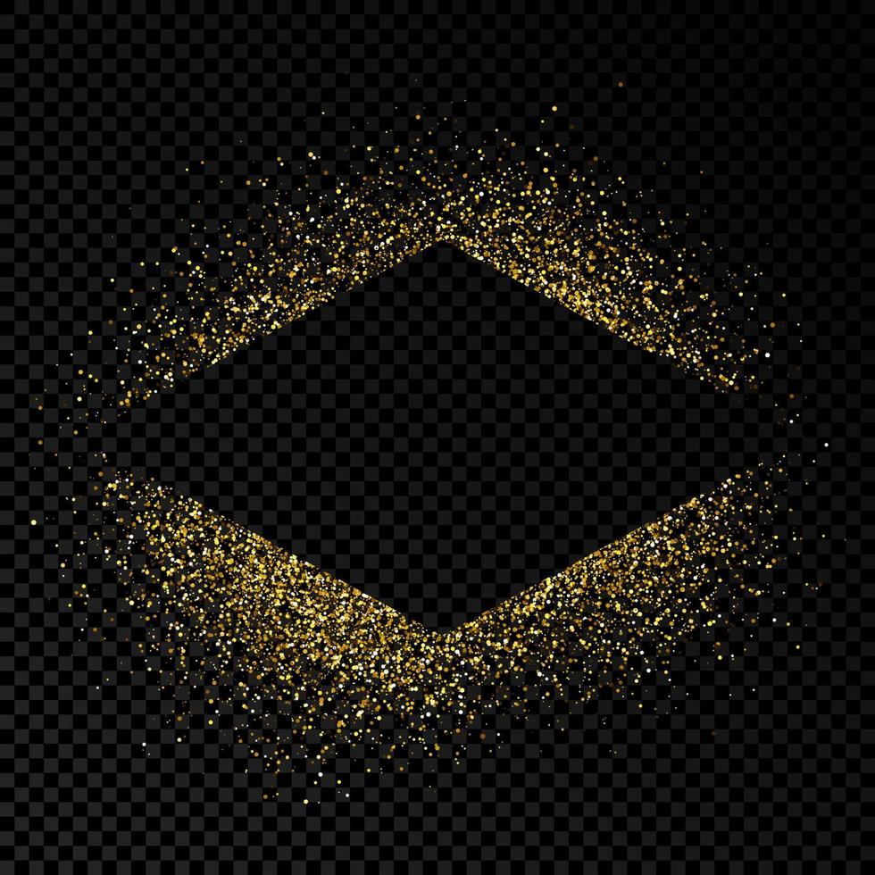 Rhombus frame with golden glitter. Empty background. Vector illustration.