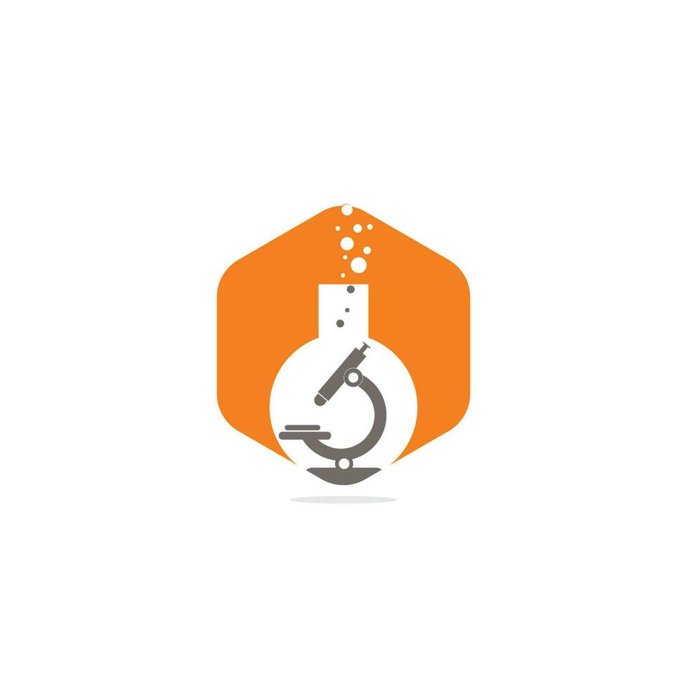 Flask Laboratory Glass Icon Vector Logo Template Illustration Design. laboratory logo. laboratory microscope logo. lab beaker and microscope logo.