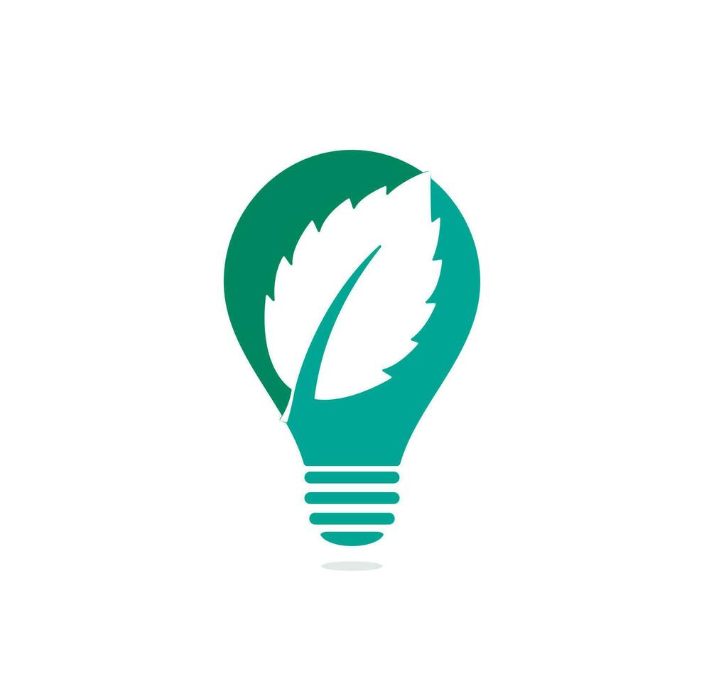 mint leaf bulb shape concpt logo. green mint leaves vector logo.