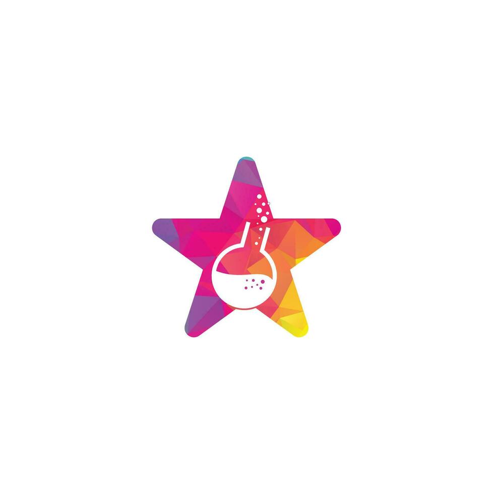 Lab star shape concept logo vector. Lab template. Science lab logo. Beaker Lab round flask with chemical substance inside make Bubbles for logo design. vector