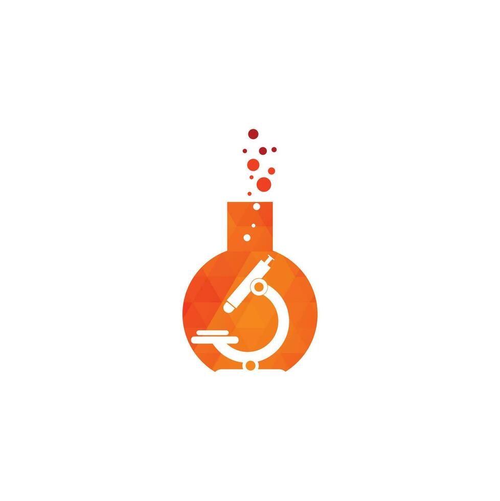 Flask Laboratory Glass Icon Vector Logo Template Illustration Design. laboratory logo. laboratory microscope logo. lab beaker and microscope logo.