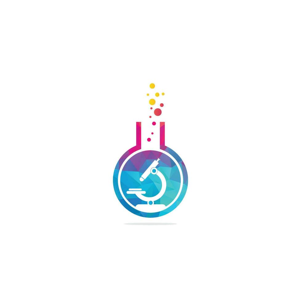 Flask Laboratory Glass Icon Vector Logo Template Illustration Design. laboratory logo. laboratory microscope logo. lab beaker and microscope logo.