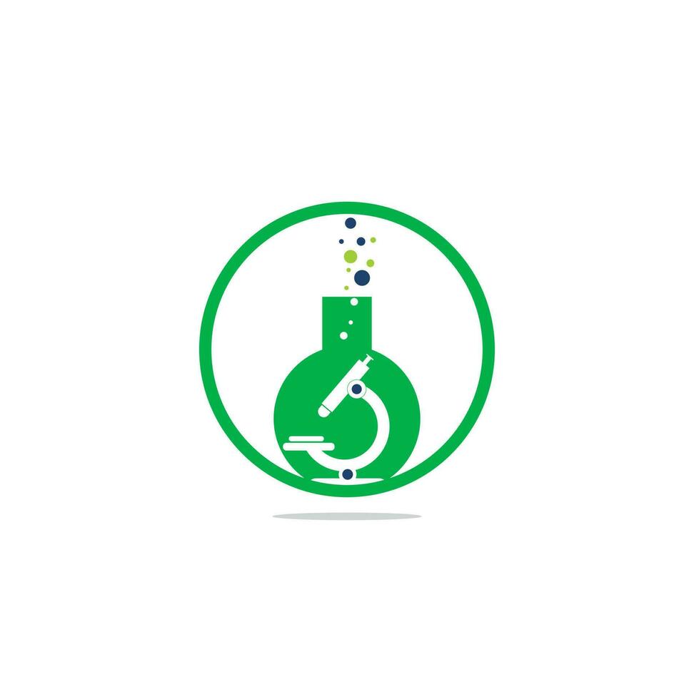 Flask Laboratory Glass Icon Vector Logo Template Illustration Design. laboratory logo. laboratory microscope logo. lab beaker and microscope logo.