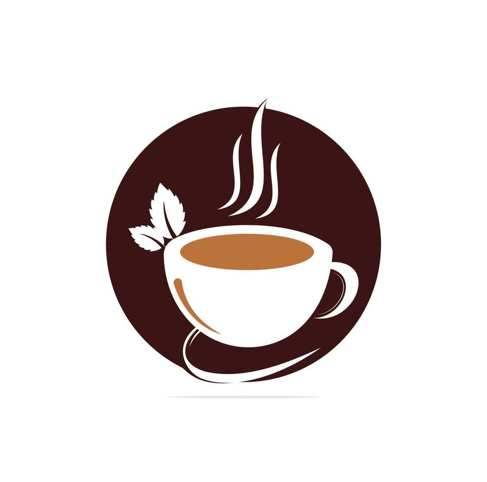 Herbal green tea cup logo, herbal drink logo,green leaf with mug logo, green leaf with tea cup logo concept.nature drink , health drink logo. vector